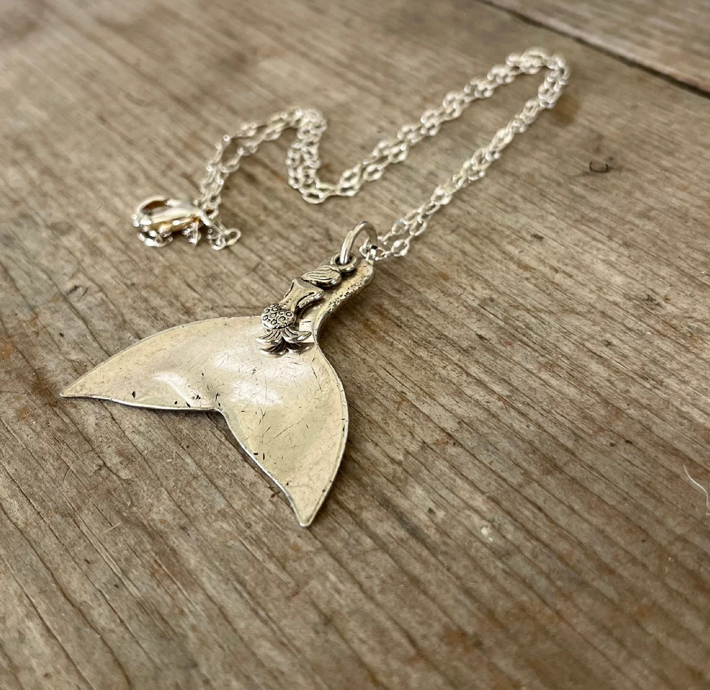 Spoon Mermaid Whale Tail Necklace with Mermaid Charm