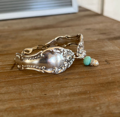 Upcycled silverware handle bracelet with adjustable sizing