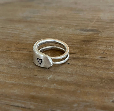 Double fork tine ring size 9.5 made from upcycled vintage silverware - handmade artisan jewelry