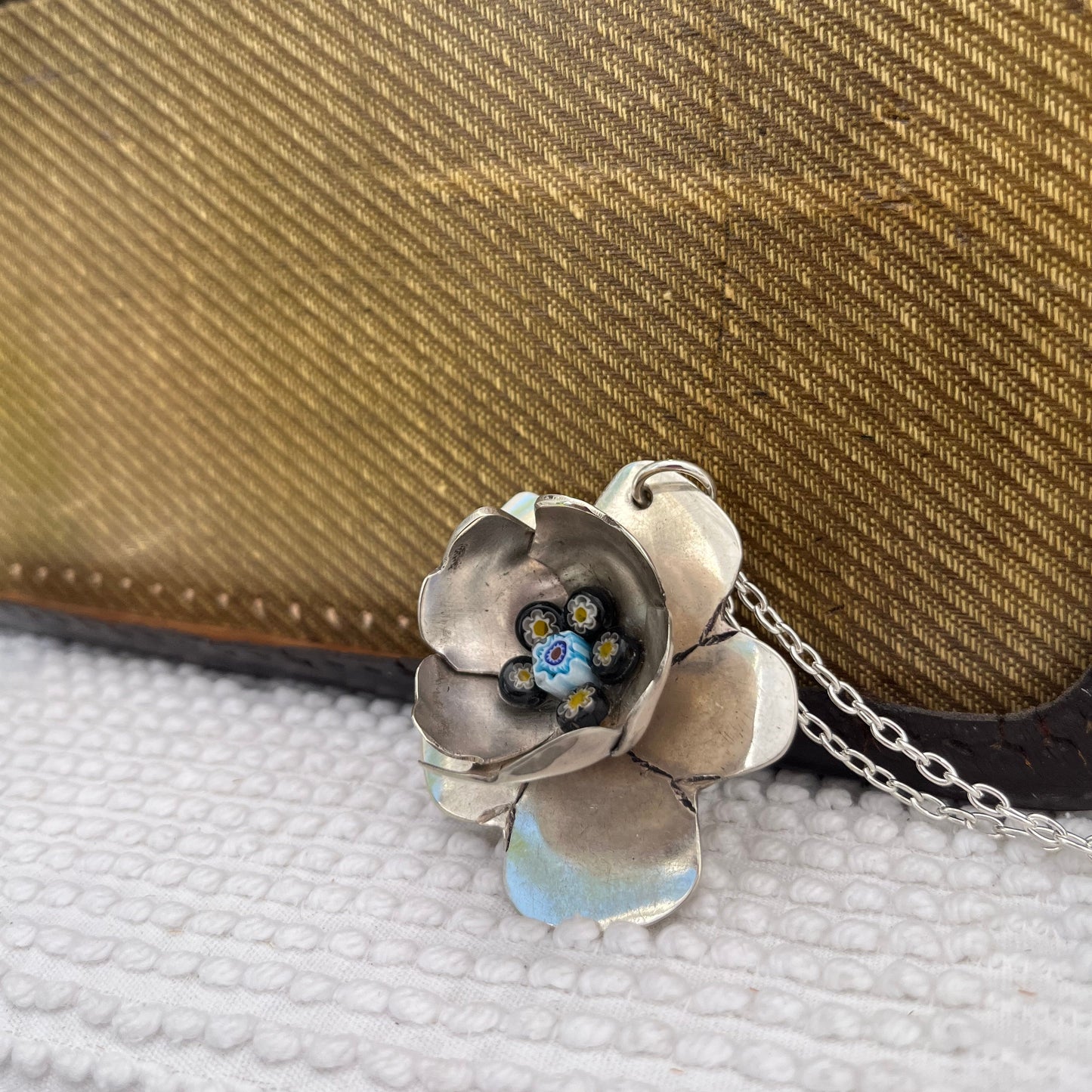 Artisan Sculptural Flower Spoon Necklace