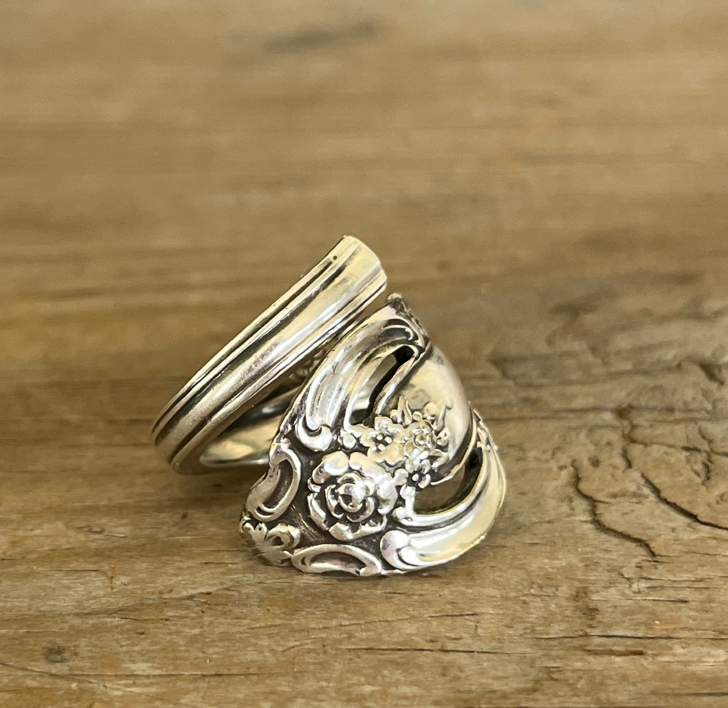 Glorious Openwork Floral Coil Wrap Spoon Ring