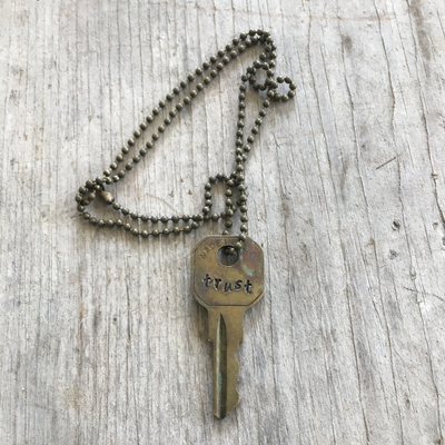 Stamped Key Necklace - TRUST - #3607