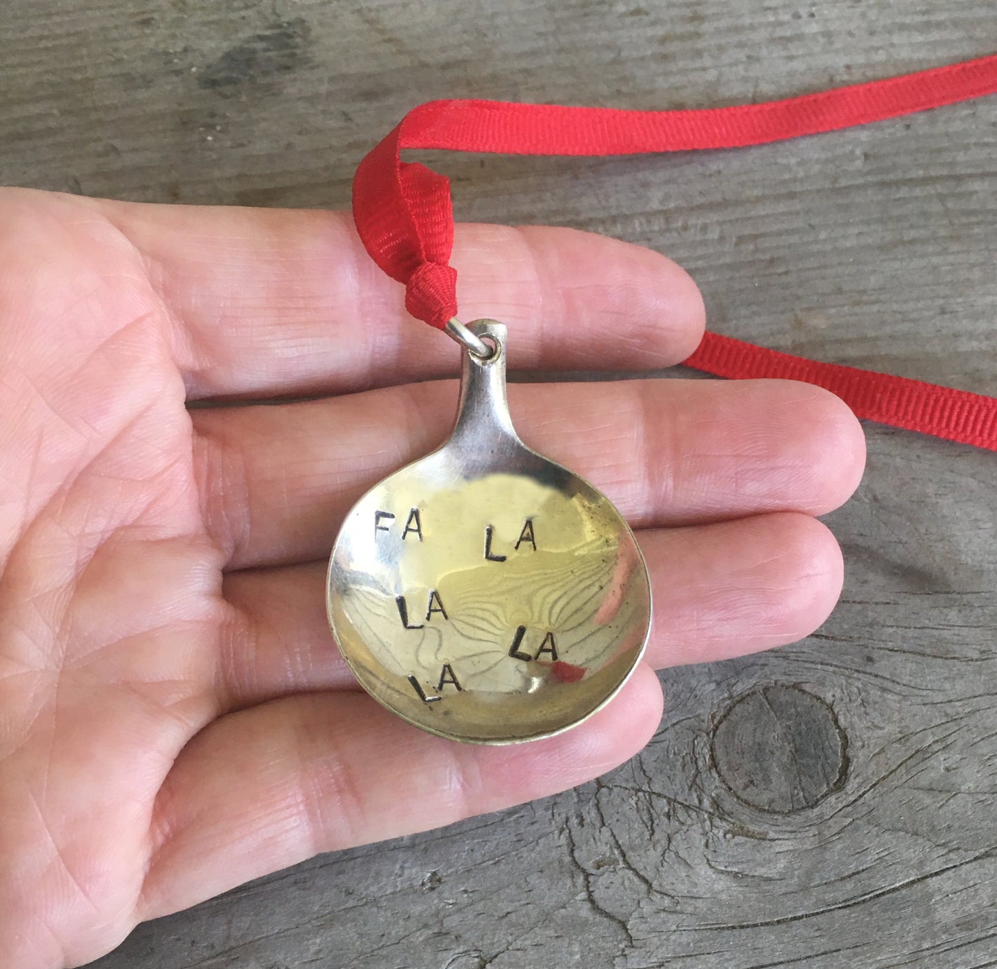 Stamped Spoon Ornament - FA LA LA LA LA - #3257