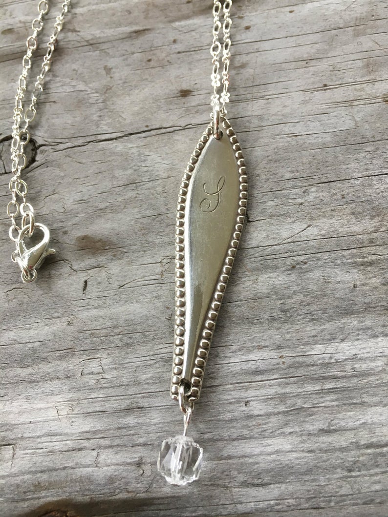 Spoon Necklace with Monogram "L" - #3673