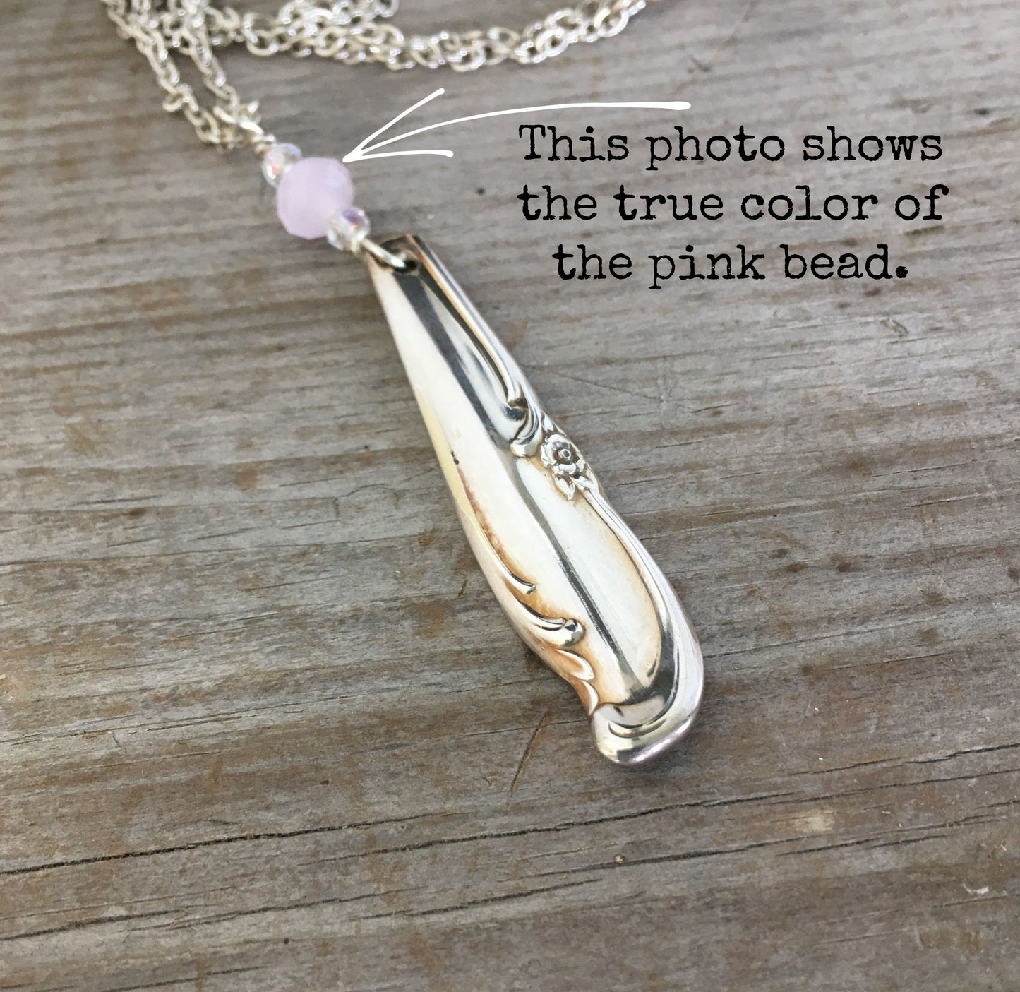 Upcycled silverware handle necklace from William Rogers Allure Teatime