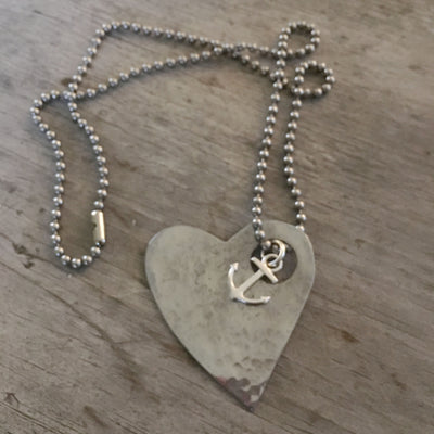 HAND made spoon necklace hammered heart design