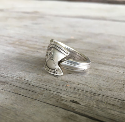Spoon Ring with Grapes Detail and close up of dovetailed ends