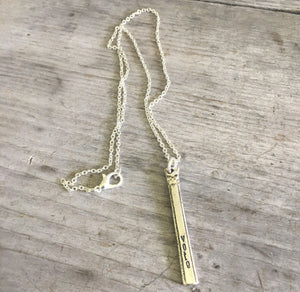 Upcycled silverware Necklace Hand Stamped Vote