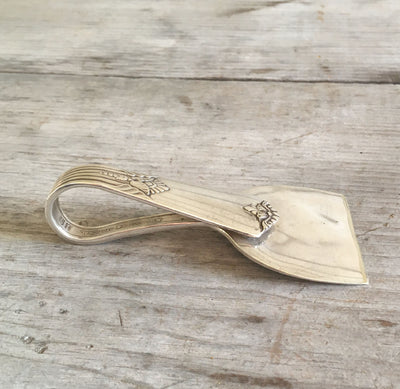 Upcycled Spoon Charcuterie Board Meat and Cheese Knife Side View