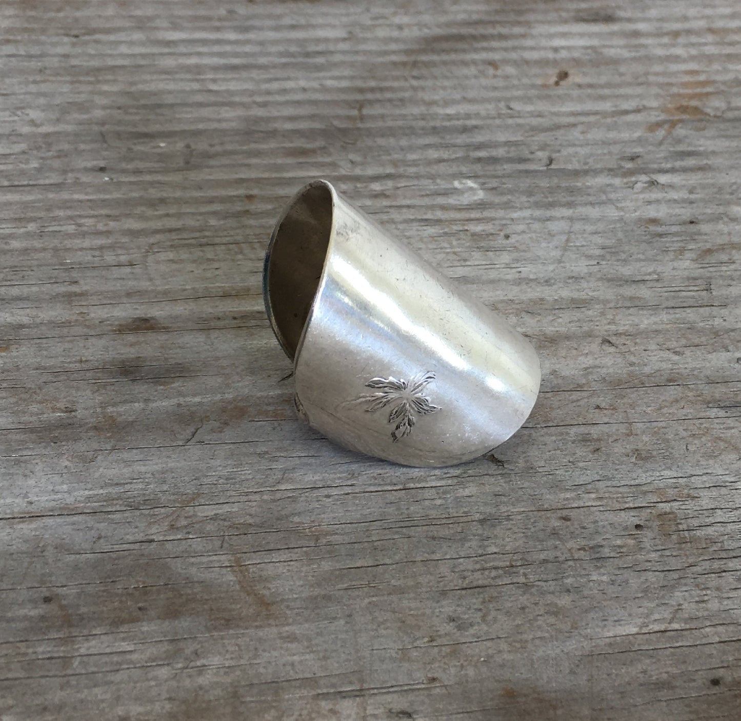 Spoon Cuff Ring with Flower Detail - #4496