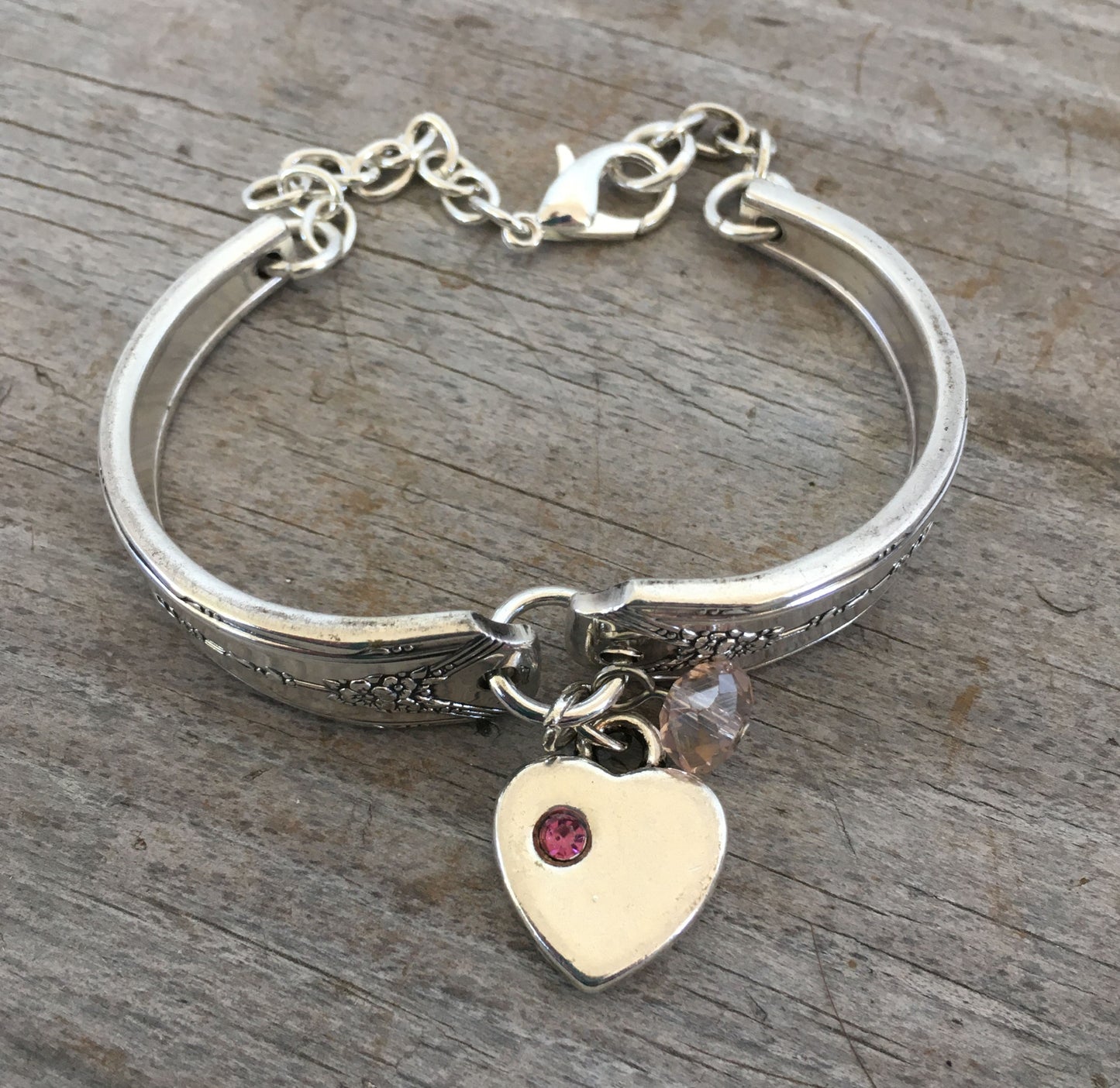 Silverware bracleet with Silverplate heart charm