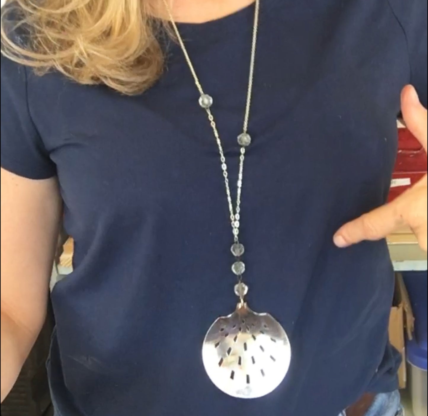 Tomato Server Boho Necklace w/ Chandelier Crystals - #4515
