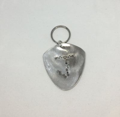 Floral Monogram Stamped Spoon Keychain "J"