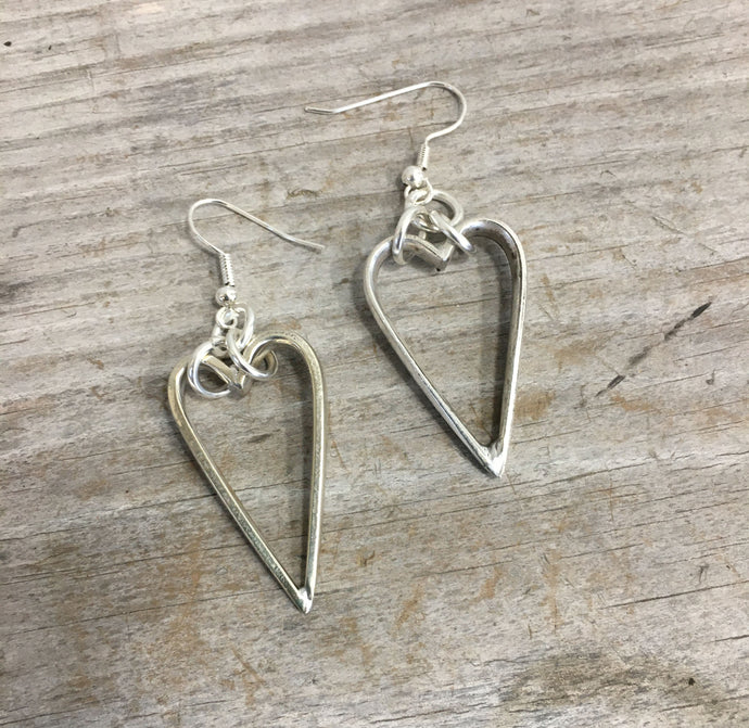Heart Hoop Earrings Made from upcycled vintage fork tines