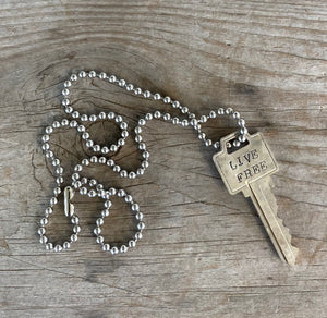 Stamped Key Necklace - LIVE FREE - #4762