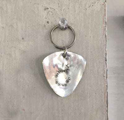 Floral Monogram Stamped Spoon Keychain "D"