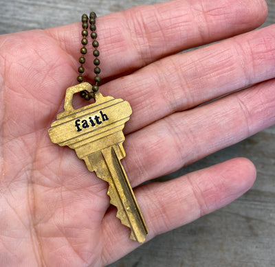Stamped Key Necklace - FAITH - #4772