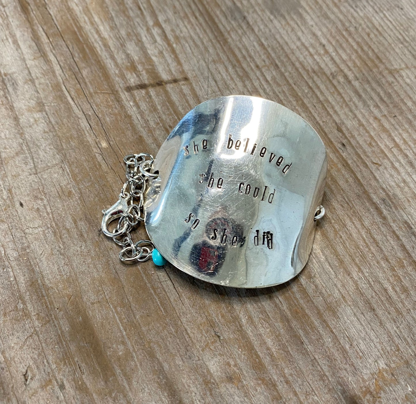 SALE - Stamped Spoon Bracelet - SHE BELIEVED SHE COULD... - #5026