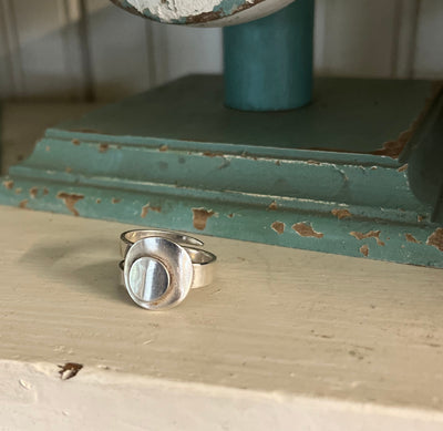 Modern dot statement ring made from spoon bowls and fork tines - upcycled vintage silverware jewelry