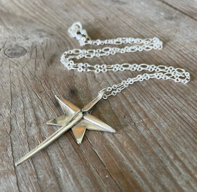 Fork Tine Cross Layered on Stylized Spoon Star Necklace - #5546