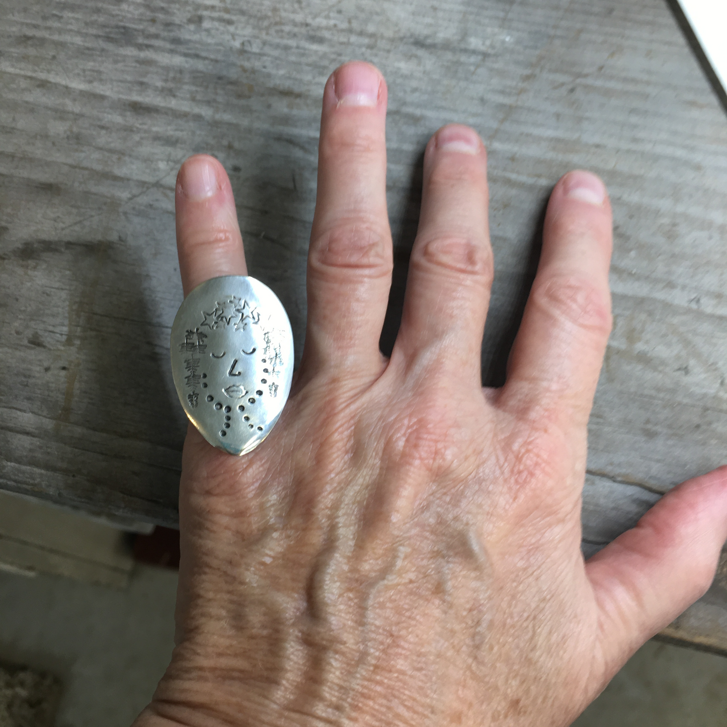 Women of Nature Stella spoon ring size 6.5 - unique artisan statement jewelry shown on model