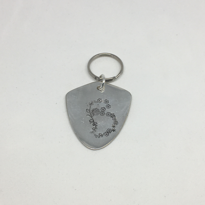 Floral Monogram Stamped Spoon Keychain "B"