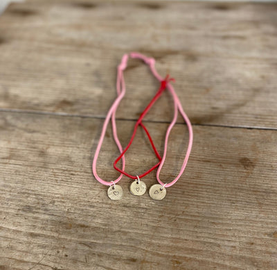 Heart Stamped Circle Pendant Spoon Necklace