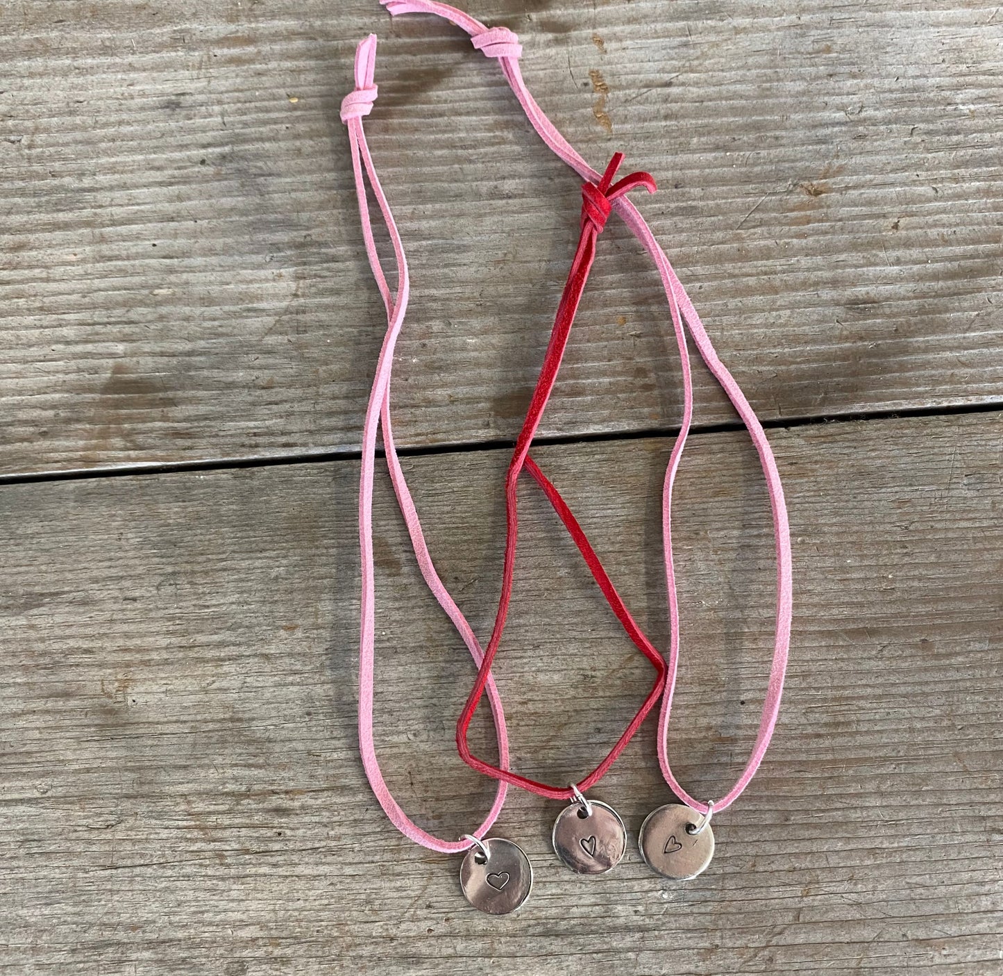 Heart Stamped Circle Pendant Spoon Necklace
