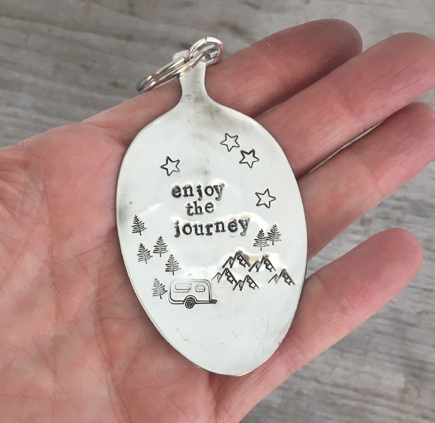 SALE - Stamped Spoon Keychain - ENJOY THE JOURNEY - #4527
