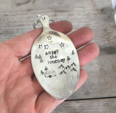 SALE - Stamped Spoon Keychain - ENJOY THE JOURNEY - #4528