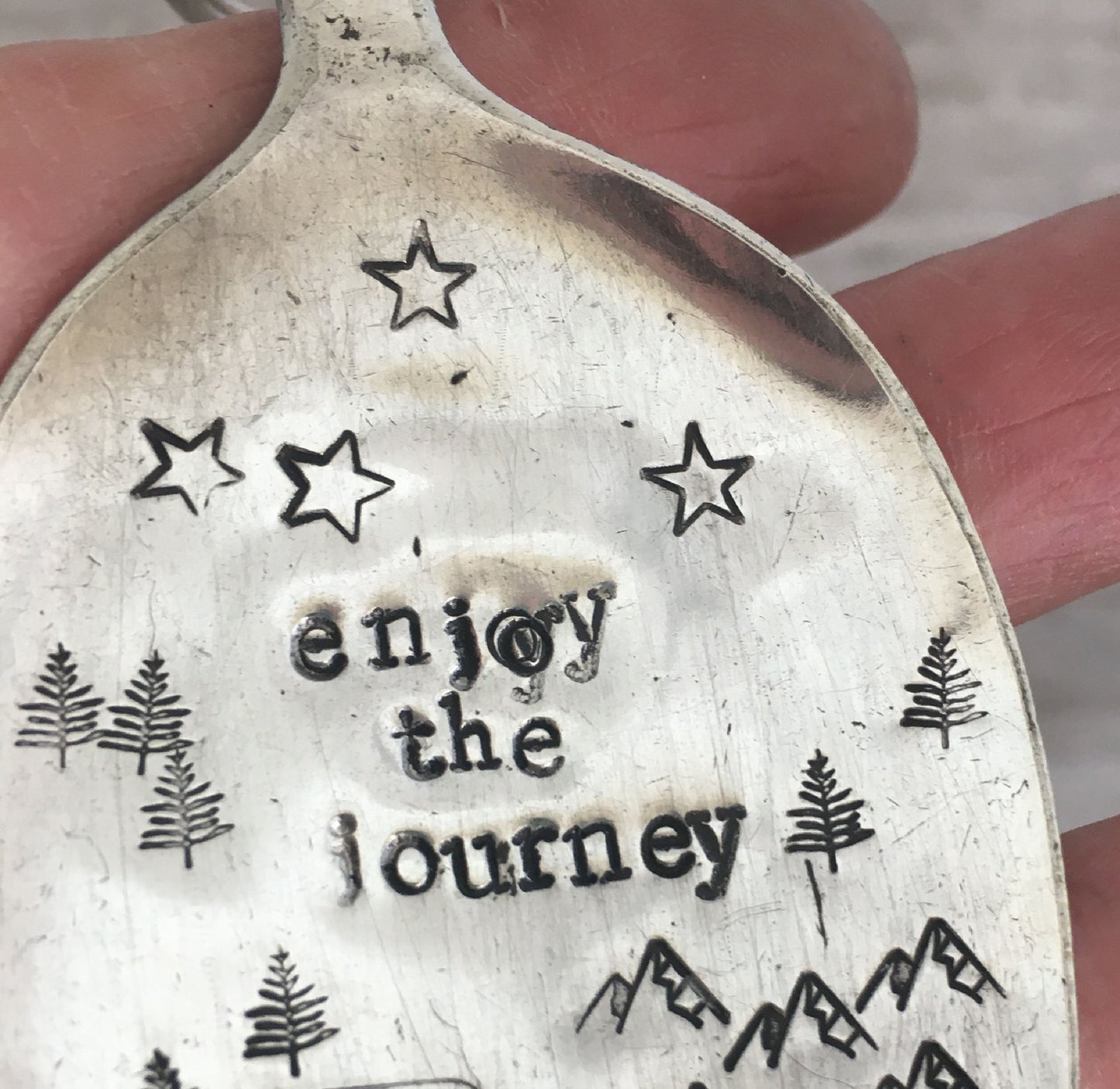SALE - Stamped Spoon Keychain - ENJOY THE JOURNEY - #4528