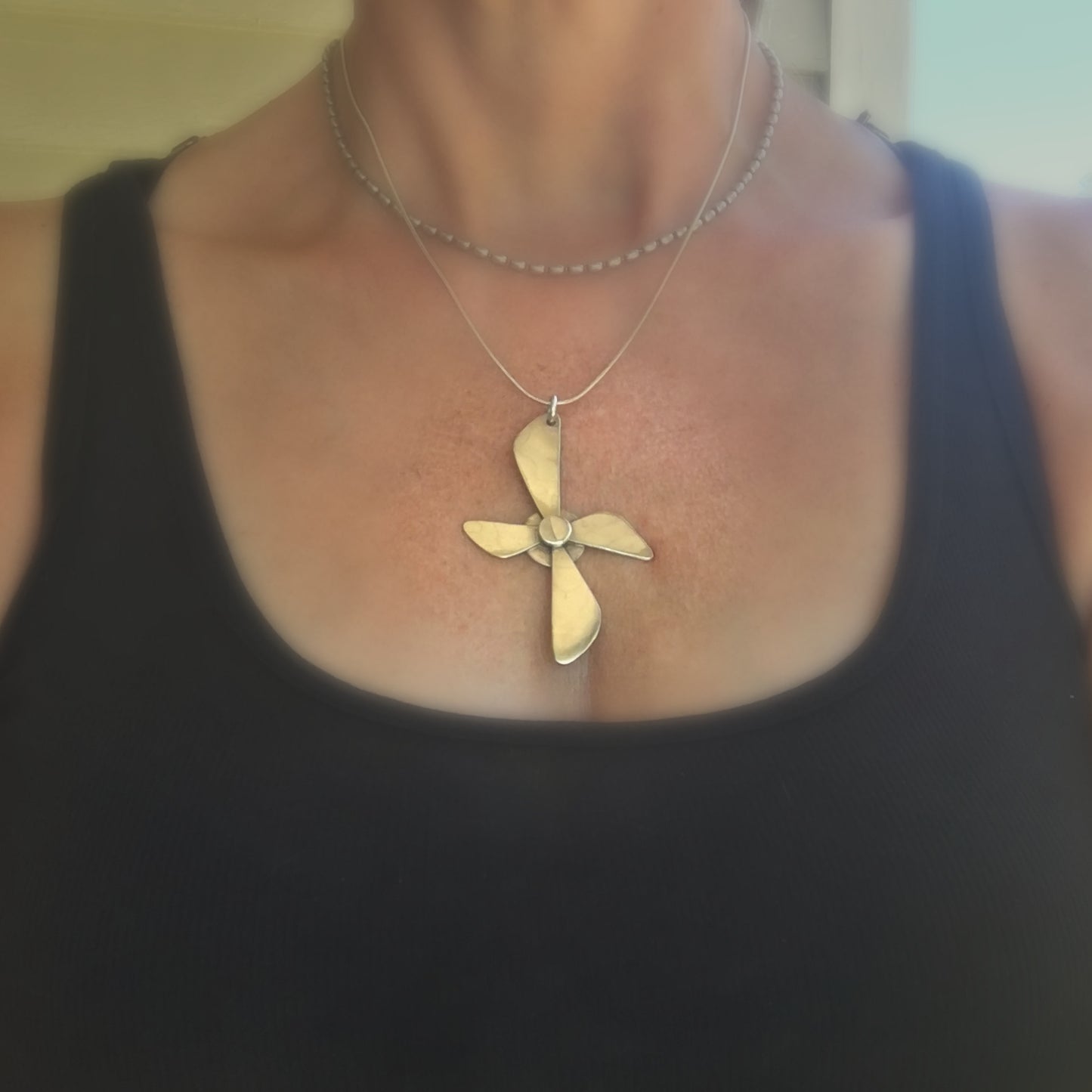 Stylized Cross Flower Necklace - #3749