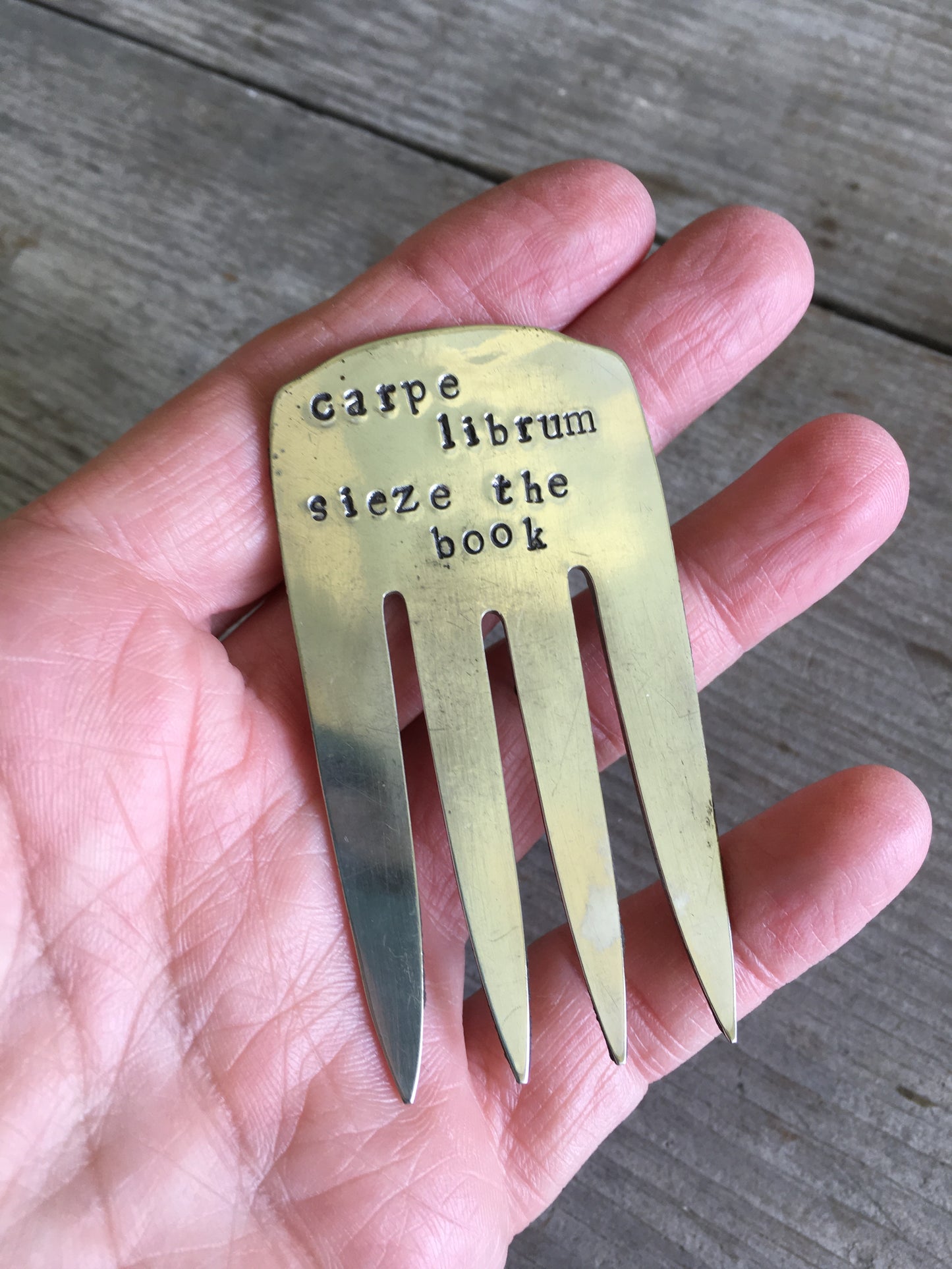 SALE - Fork Bookmark - CARPE LIBRUM SIEZE THE BOOK - #4259