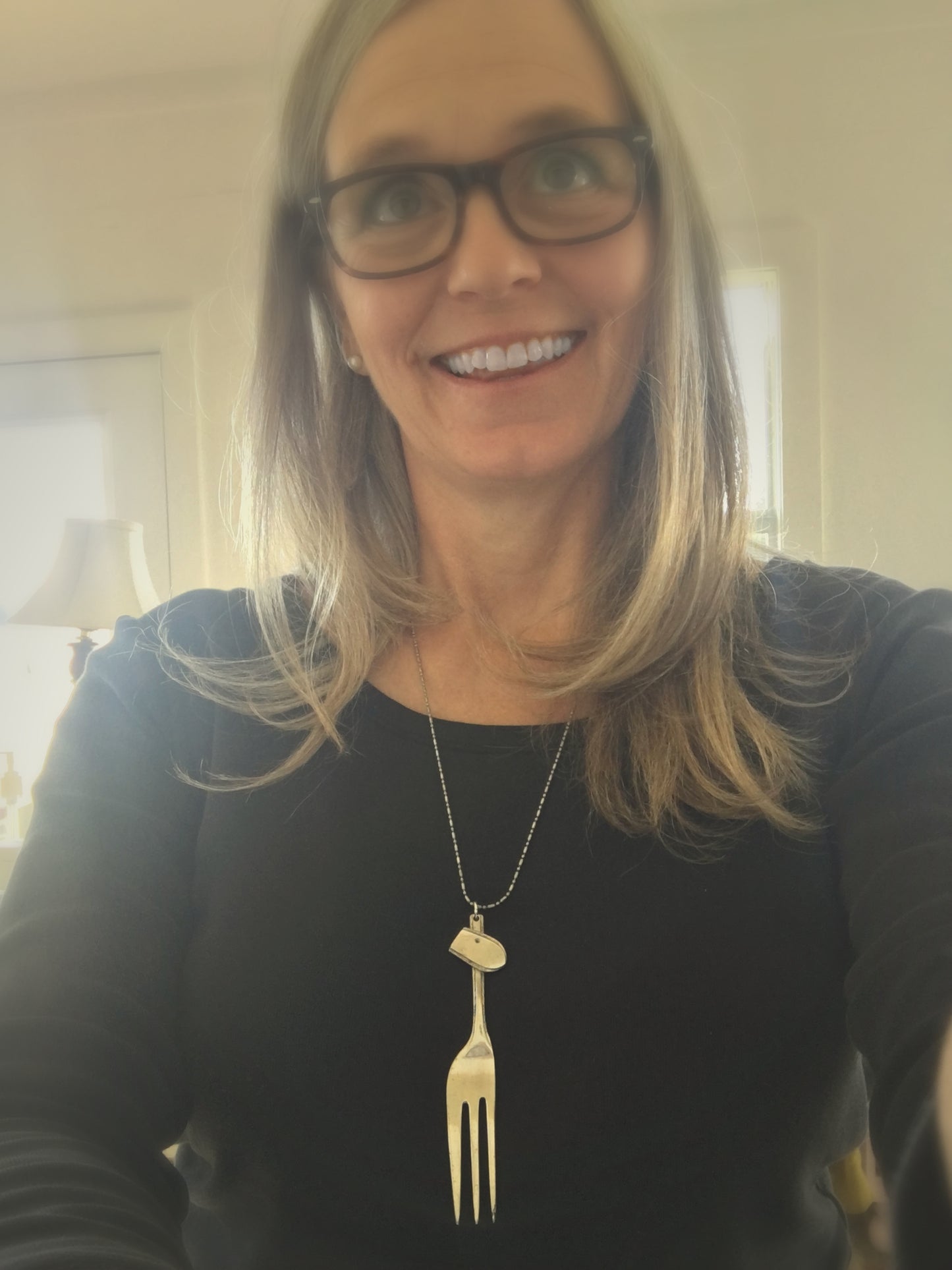 Fork Giraffe Necklace shown on human