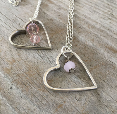 Valentines Day Heart Necklaces made from Upcycled Vintage Silverware Fork Tines