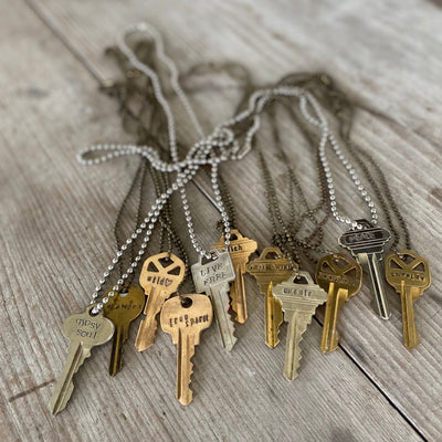 Stamped Key Necklace - FREE SPIRIT - #4761