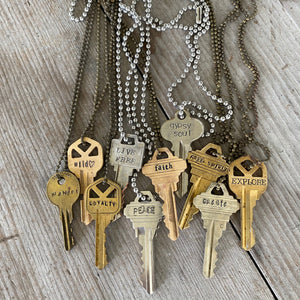 Stamped Key Necklace - FREE SPIRIT - #4760