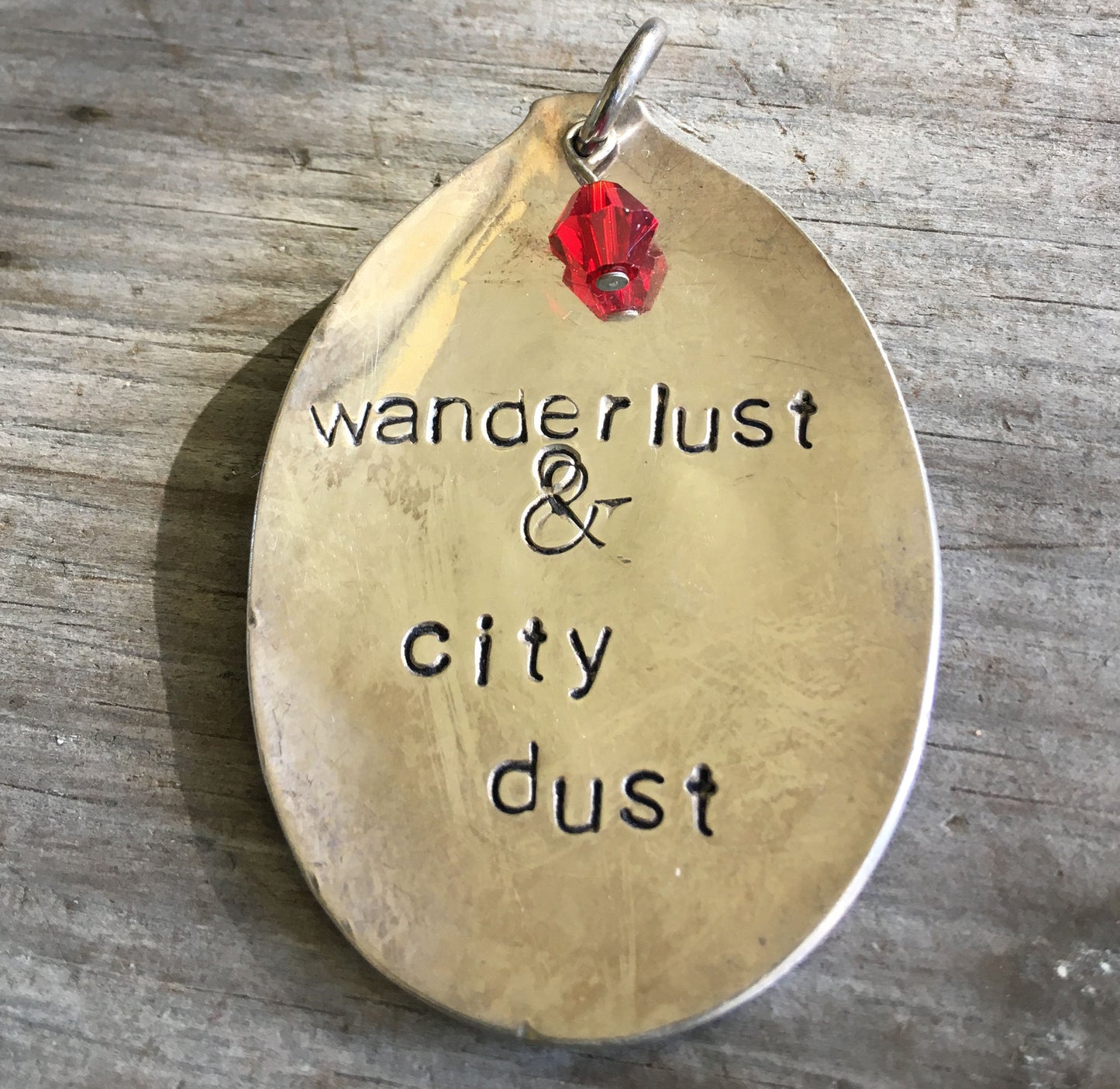 SALE - Stamped Spoon Pendant - WANDERLUST & CITY DUST - #2299