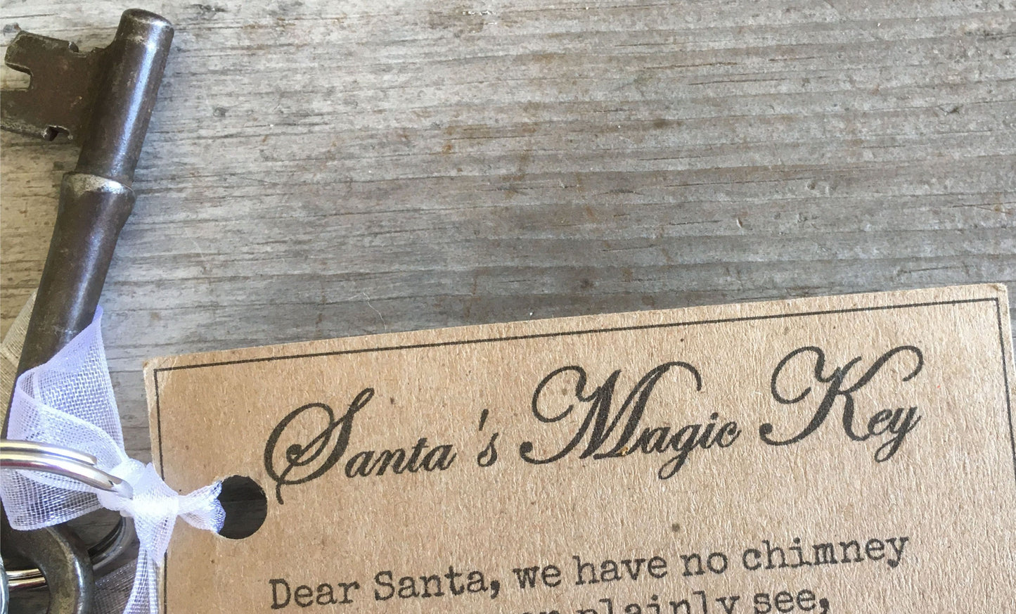 Santa's Magic Key on Keychain with Antique Skeleton Key