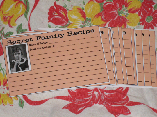 Secret Family Recipe Cards Downloadable PDF