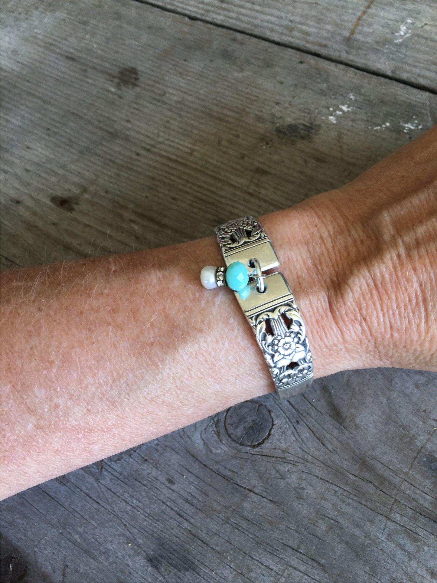 Spoon Bracelet - CORONATION - With Bead Trio - #4355