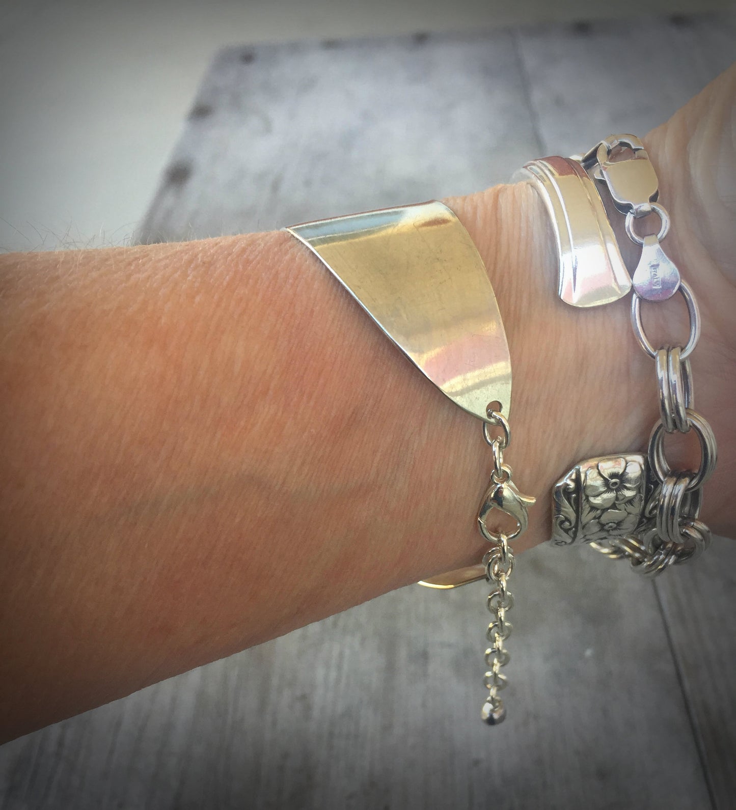 Silverware Bracelet from Spoon Bowls - Modern - #2650