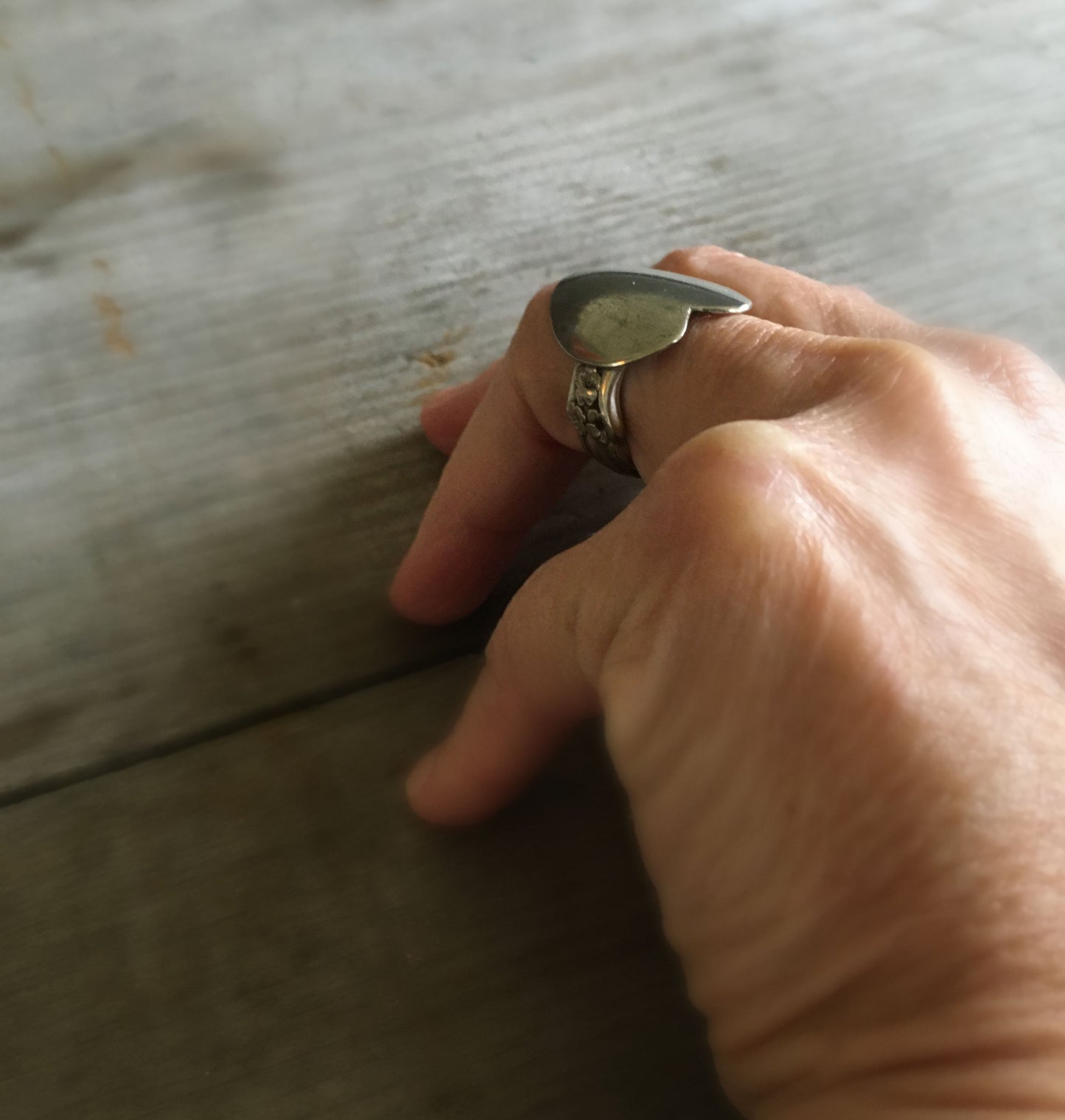 Upcycled Spoon Ring on Model