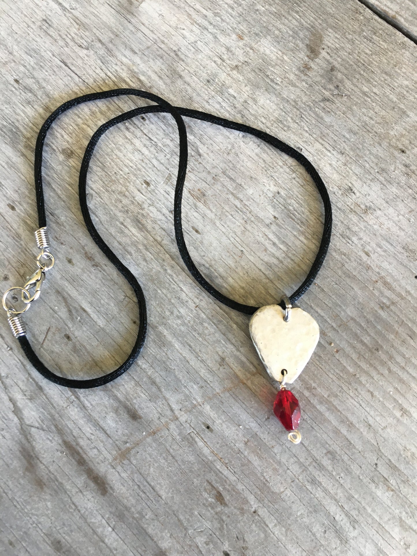 SALE Spoon Guitar Pick Necklace on Black Silk Cord - #4273