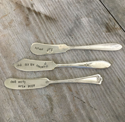 TIS THE SEASON - Hand Stamped Cheese Spreader/Knife - #4544