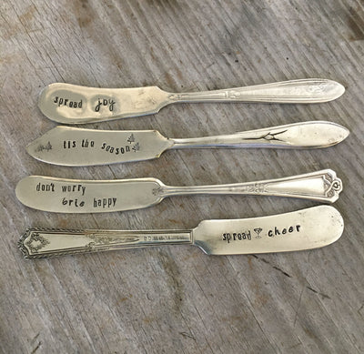 Hand Stamped Cheese Spreader/Knife - DONT WORRY BRIE HAPPY - #4545