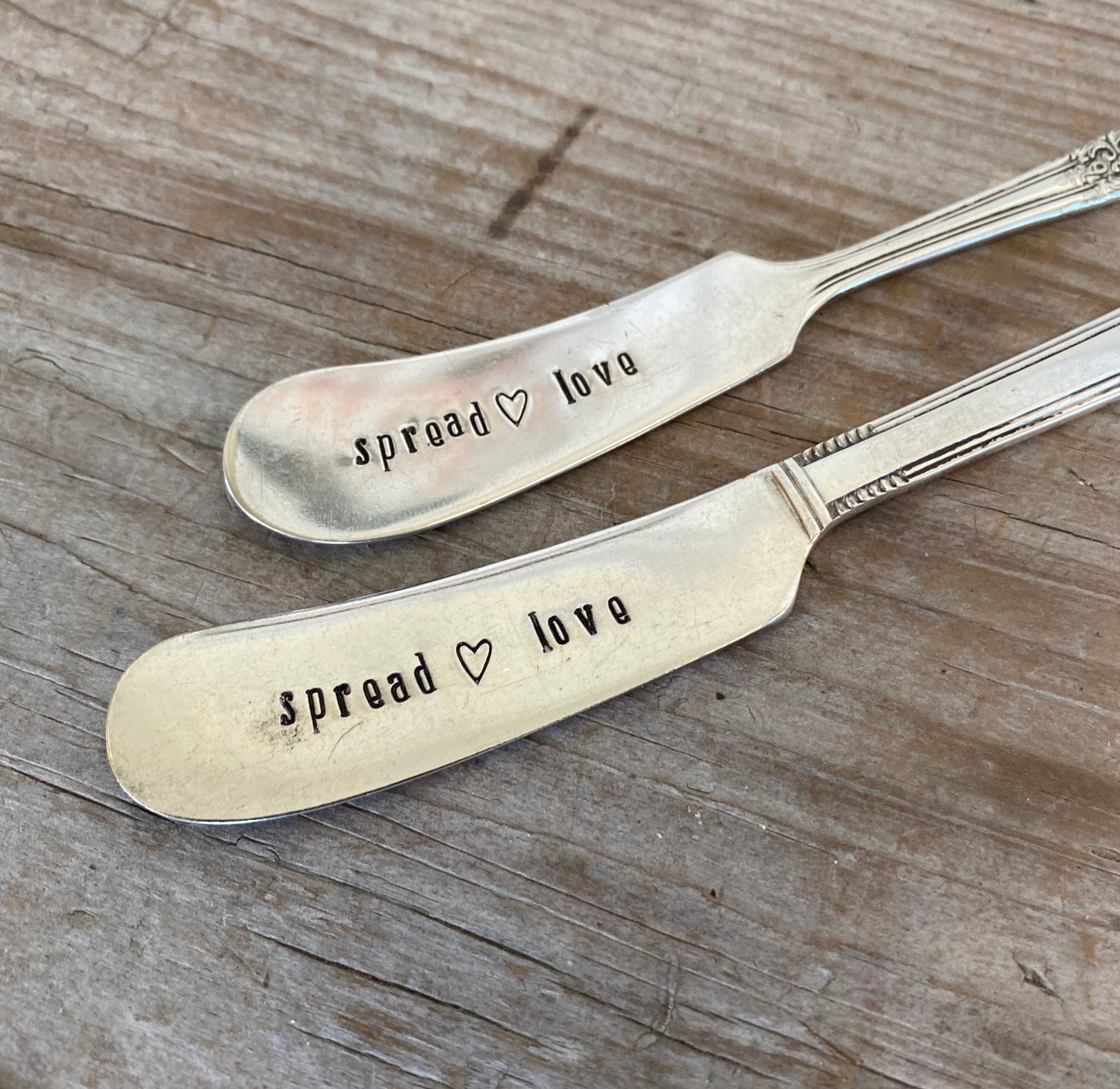 Hand Stamped Cheese Spreader Knife - SPREAD LOVE