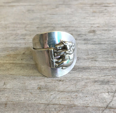 Sterling Spoon Cuff Ring - ELEPHANT - #4432