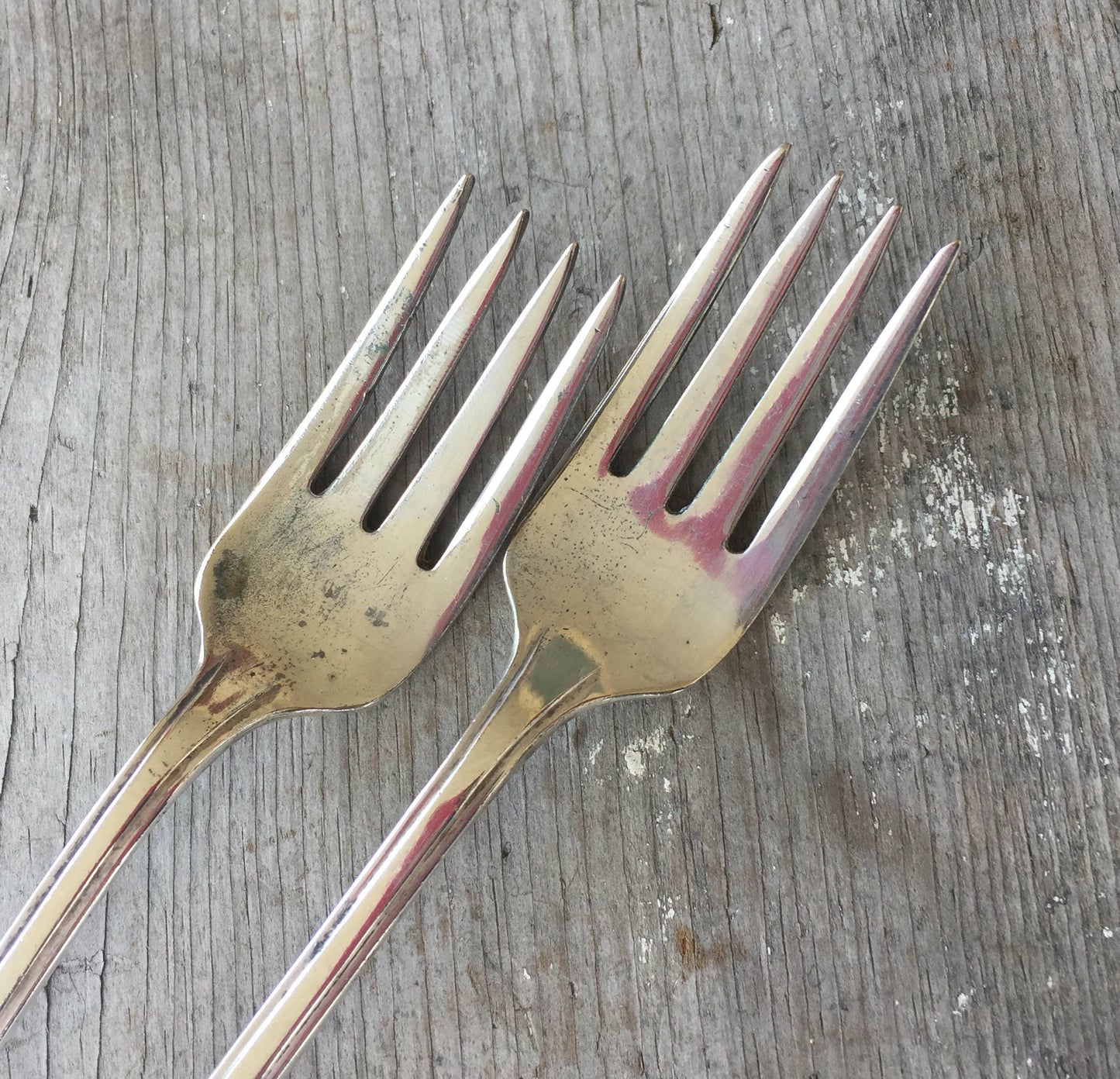Close up of fork tines on Radiance wedding cake forks stamped always and forever