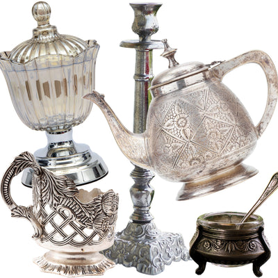 Grouping of various 1700s 1800s 1900s silverplate and sterling silver pieces - History of Silverplating - Laughing Frog Studio